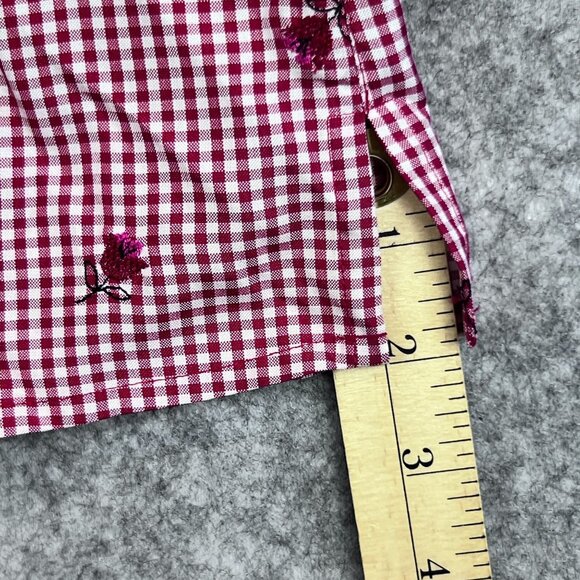 Vtg Womens L Red Gingham Western Sleeveless Silk Shirt Floral Detail by E.P. Pro - Picture 9 of 11